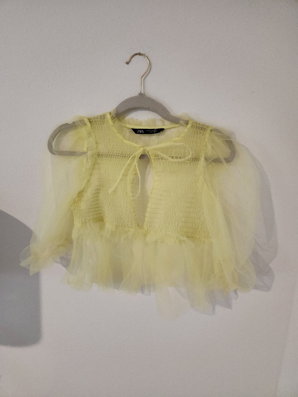 ZARA Pale Yellow Tulle Crop Top